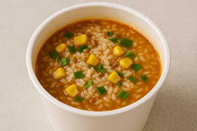 カップラーメンの残り汁にご飯投入w