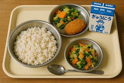 学校給食さん、白米高騰で麦飯になる