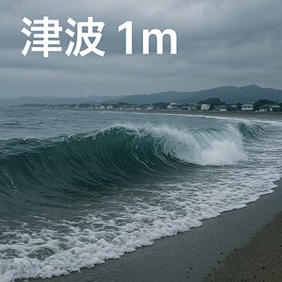 岩手県に津波1m