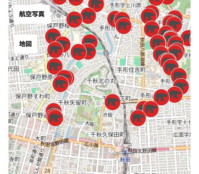 秋田の熊出没マップ