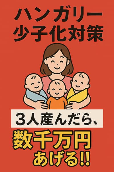 ハンガリー「3人産んだら、数千万円あげる！」
