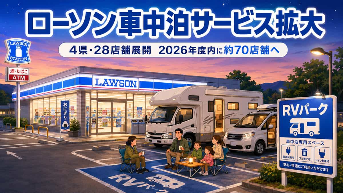 ローソンの車中泊サービス「RVパーク」が導入店舗を拡大