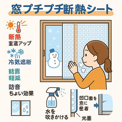 窓プチプチ断熱シートを貼ったら2、3度部屋の温度が上がったぞ