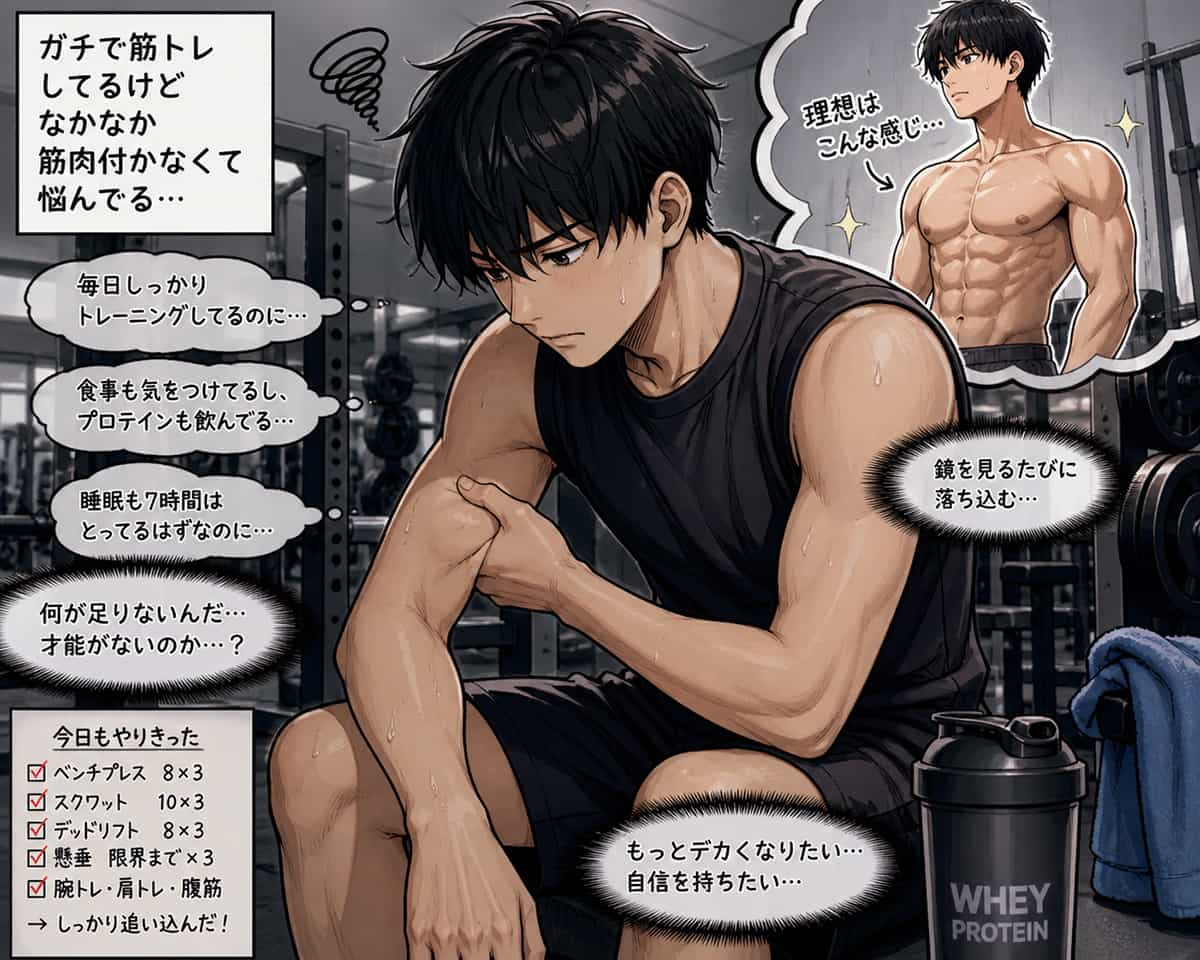 ガチで筋トレしてるけどなかなか筋肉付かなくて悩んでる