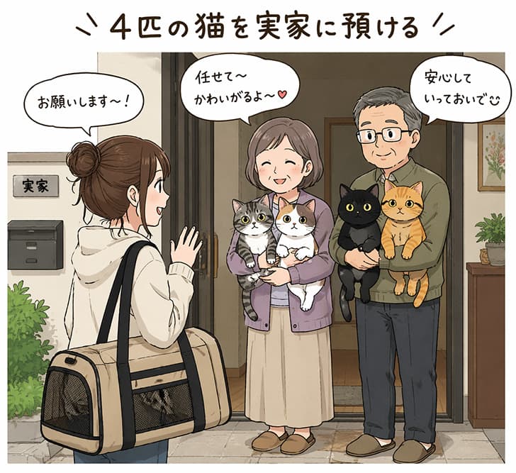 転勤で猫4匹どこに置けばええのか