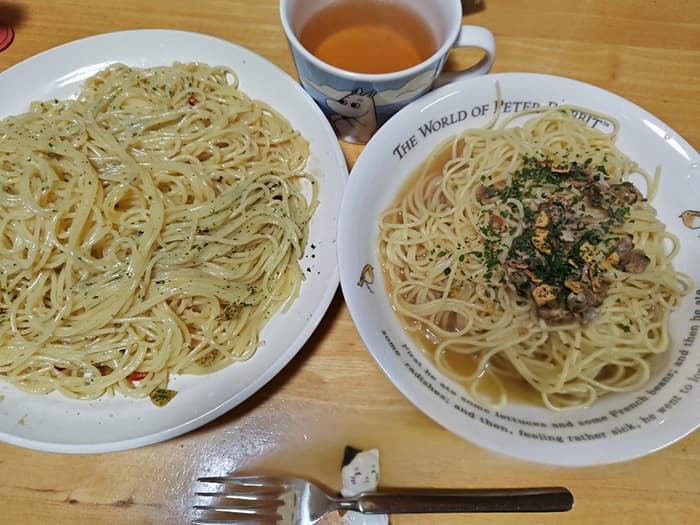 ペペロンチーノとボンゴレ