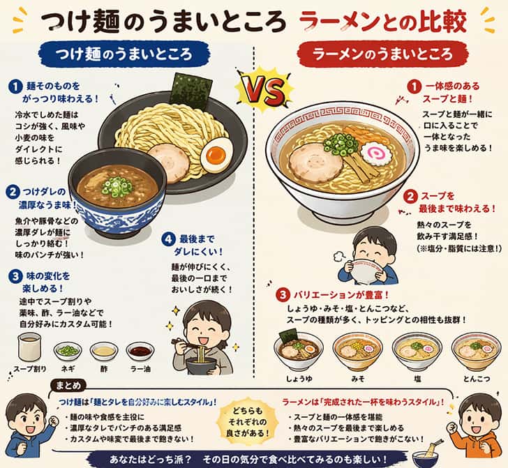 つけ麺ってうまいけどそのうまさ、ラーメンとの違いを言語化できる？