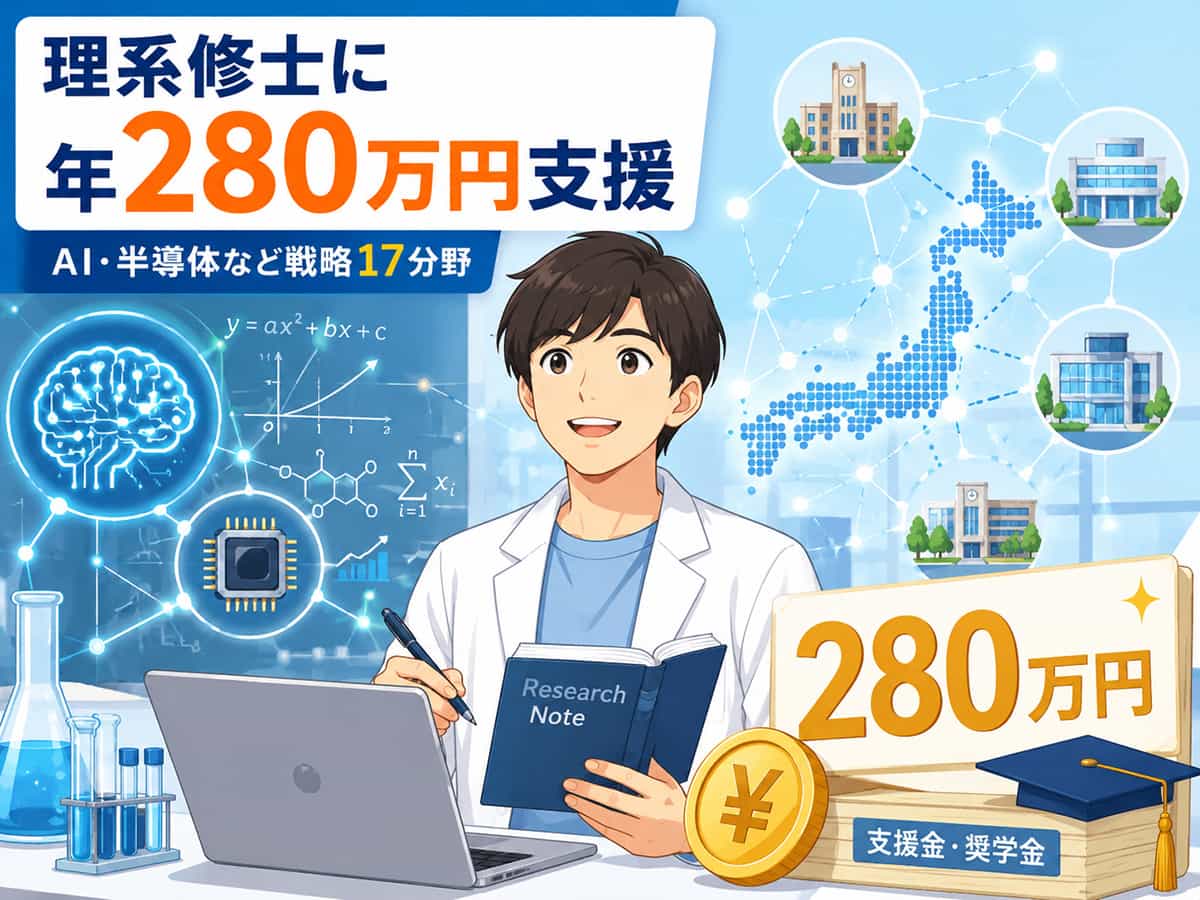 理系修士課程の学生に年280万円支援、「戦略17分野」1万1000人規模・来年度から7年間…文科省