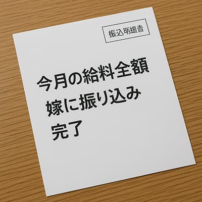 今月の給料全額嫁に振り込み完了