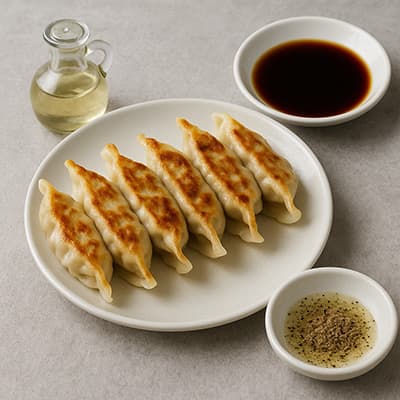 ぼく「餃子には醤油と少々のお酢！そして大量の塩コショウ！」