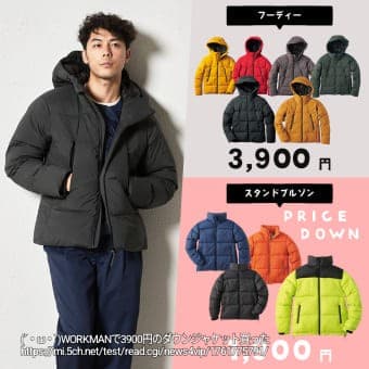 ワークマンの3900円のダウンジャケット