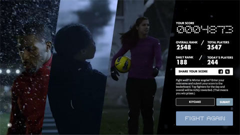 冬の厳しい寒さに nike で反撃するwebゲーム