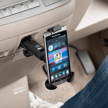 サンワダイレクト iPhone スマートフォン Xperia galaxys REGZAphone など対応 車載ホルダー USB充電ポート付 200-CAR011
