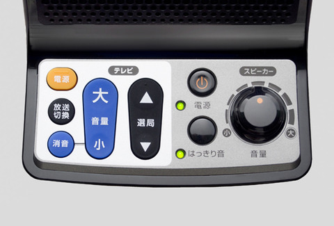 ワイヤレススピーカーとテレビ用リモコンが一体化