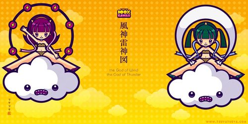 風神雷神図 the God of Wind and the God of Thunder Fujin Raijin 100%kawaii ふうじんらいじん 琳派 俵屋宗達 尾形光琳 酒井抱一 Rimpa