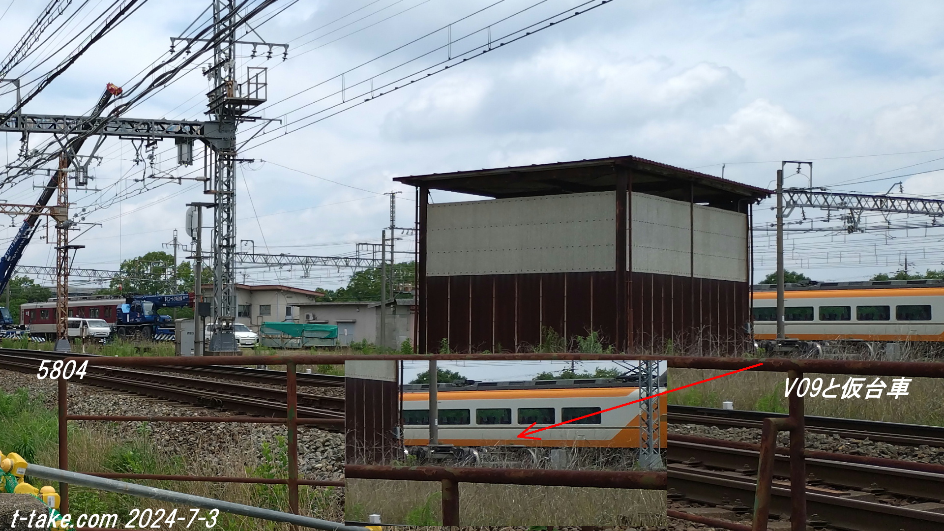 近鉄西大寺車庫で脱線の5800系、DH04に動き(2024/7/4 7時加筆等