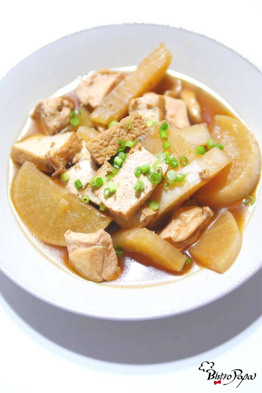 【大根活用レシピ】「大根×厚揚げ×鶏むね肉」で煮物。しかも柚子風味で。いい組み合わせ : ビストロパパ ～パパ料理のススメ～