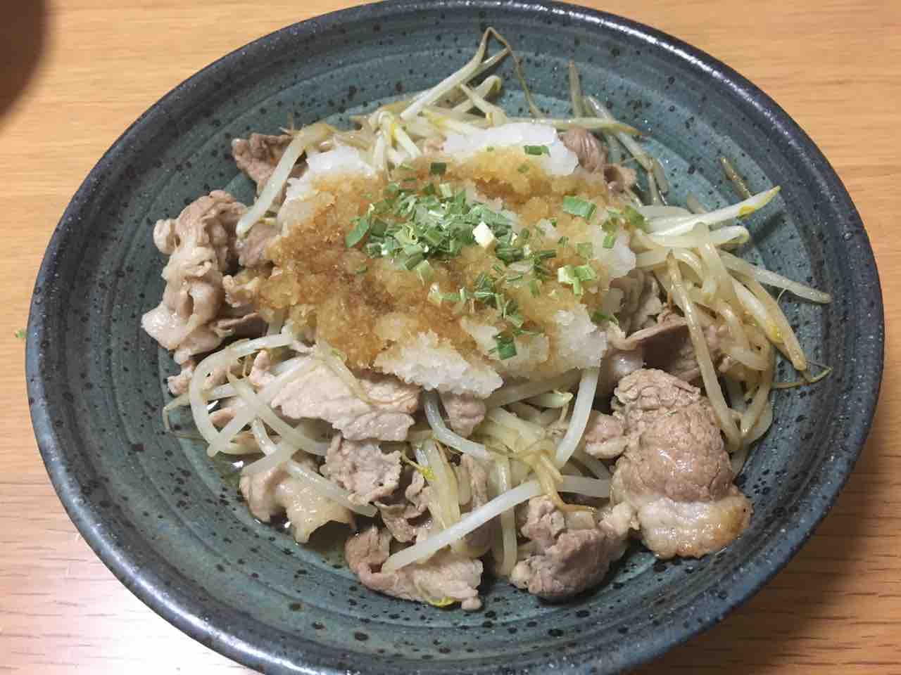 豚肉ともやし炒めおろしポン酢かけ 通勤ウォーカー