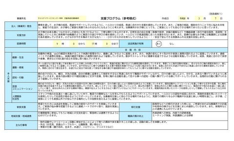 児童発達支援　支援プログラム