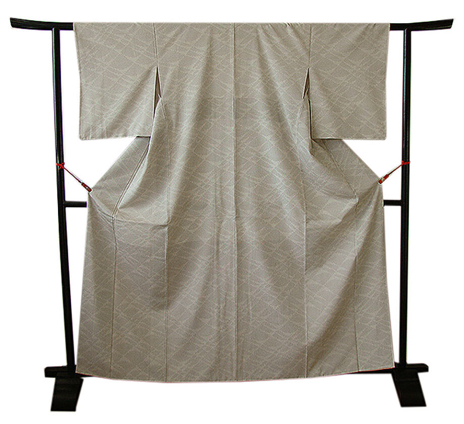 美品！しじら織＊抜染＊竹柄＊居敷当て付き＊希少＊浴衣＊着物＊１５８ｃｍ＊裄６５ きものしらゆり 身丈159cm 裄64cm 5・6・9月 単衣 十日町紬 紬着尺