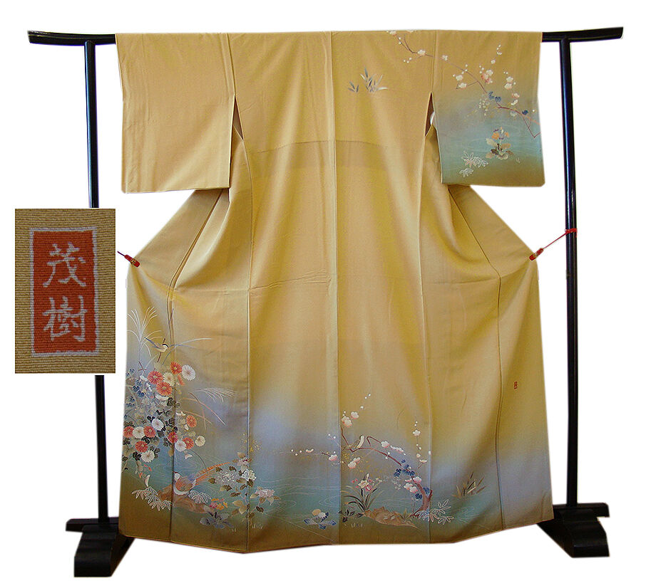 きものしらゆり 身丈166cm 裄68cm 10～5月 フォーマル ちりめん地 飴色 金彩染 訪問着 正絹 身長151cm～158cmの方に最適 I320