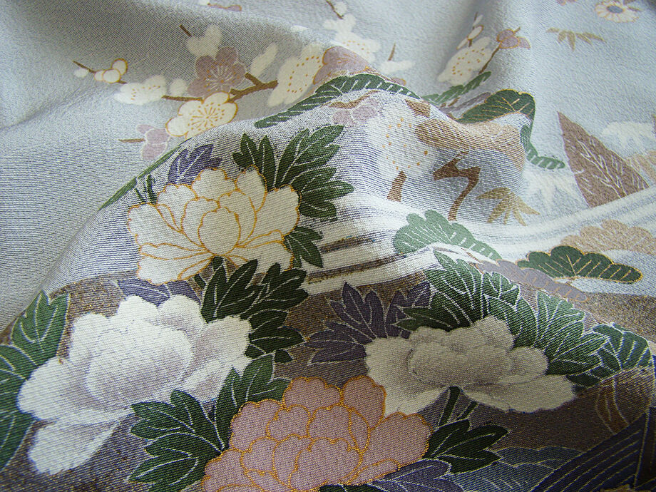 きものしらゆり 身丈157cm 裄64cm 10～5月 フォーマル 極上ちりめん地 松竹梅 本加工染 訪問着 正絹 身長150cm～156cmの方に最適 I622