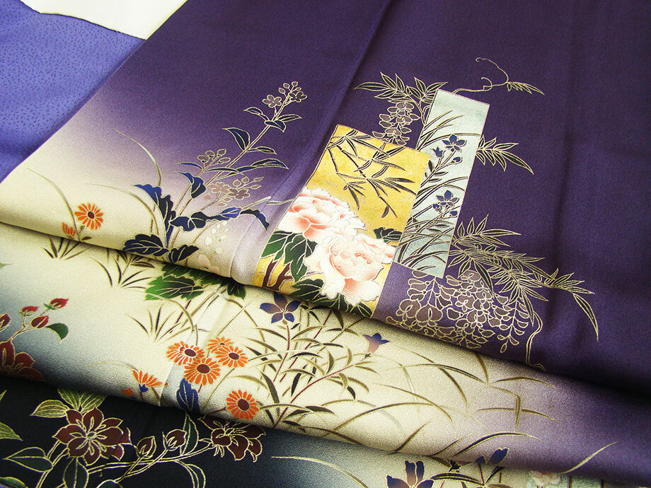 きものしらゆり 身丈159cm 裄68cm 10～5月 フォーマル 極上一越地 葡萄色 金銀彩染 訪問着 正絹 身長155cm～160cmの方に最適 I617