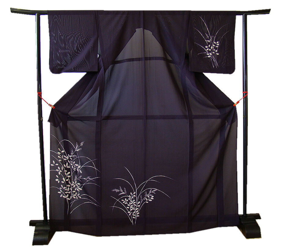 きものしらゆり 身丈161cm 裄66cm 7月・8月 夏物 フォーマル 駒絽 黒紅色 訪問着 正絹 身長154cm～160cmの方に最適 U885