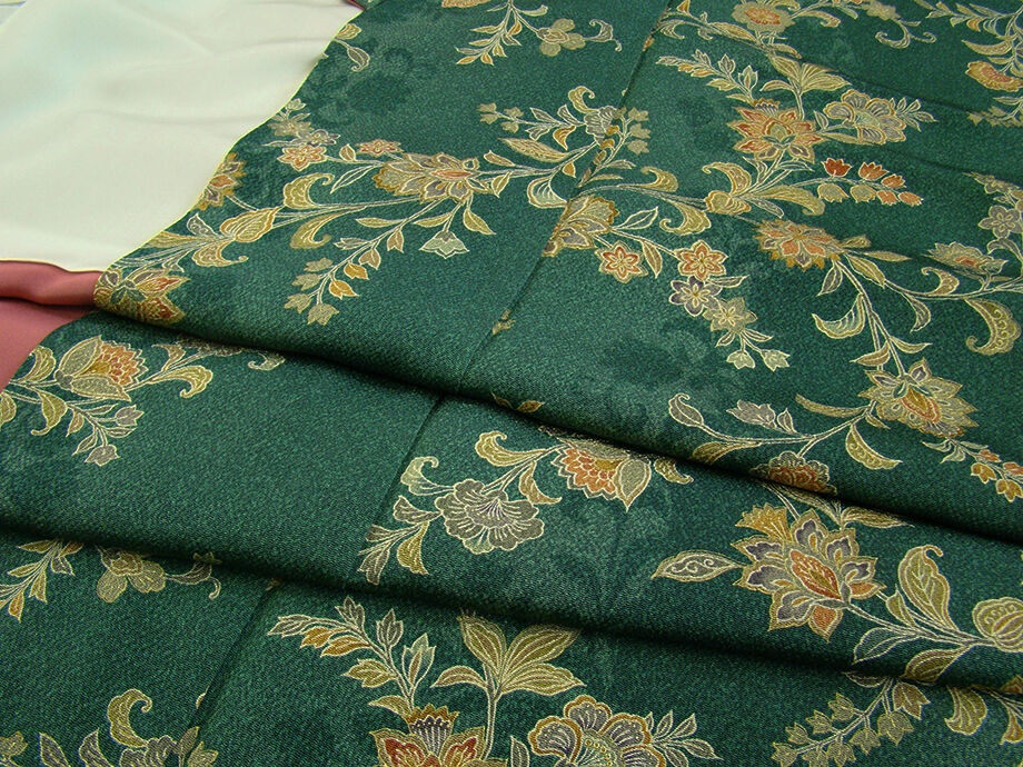 きものしらゆり 身丈166cm 裄68cm 10～5月 ロング寸 ちりめん地 小紋 帯 帯揚げ 帯〆 正絹 セット 身長157cm～165cmの方に最適 I375