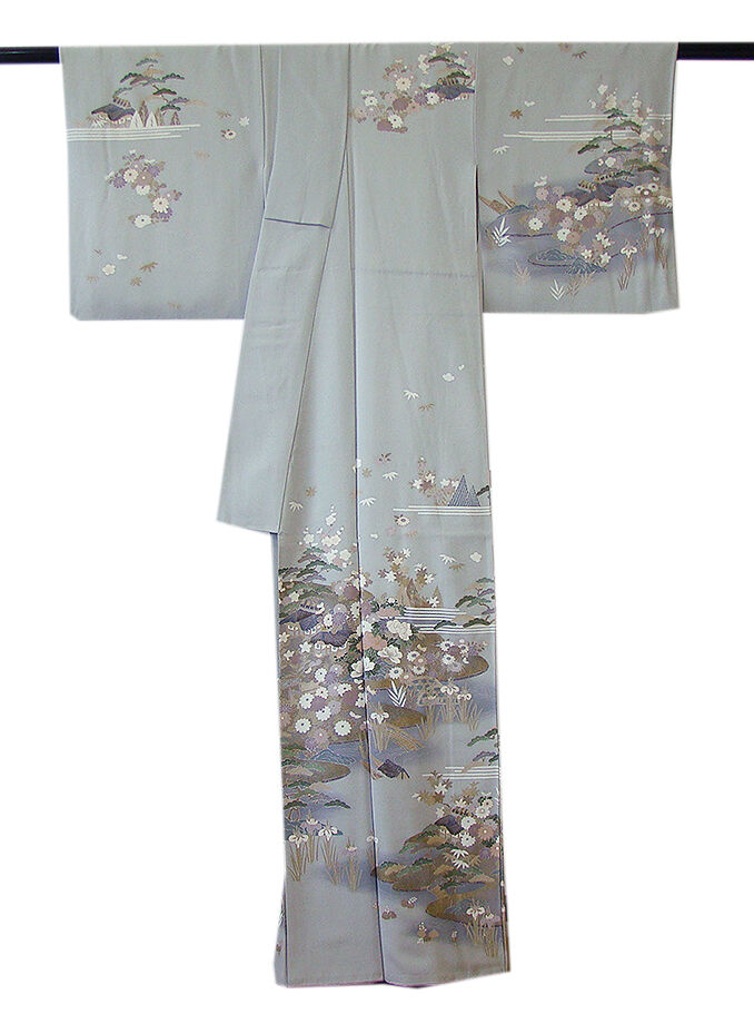 きものしらゆり 身丈157cm 裄64cm 10～5月 フォーマル 極上ちりめん地 松竹梅 本加工染 訪問着 正絹 身長150cm～156cmの方に最適 I622