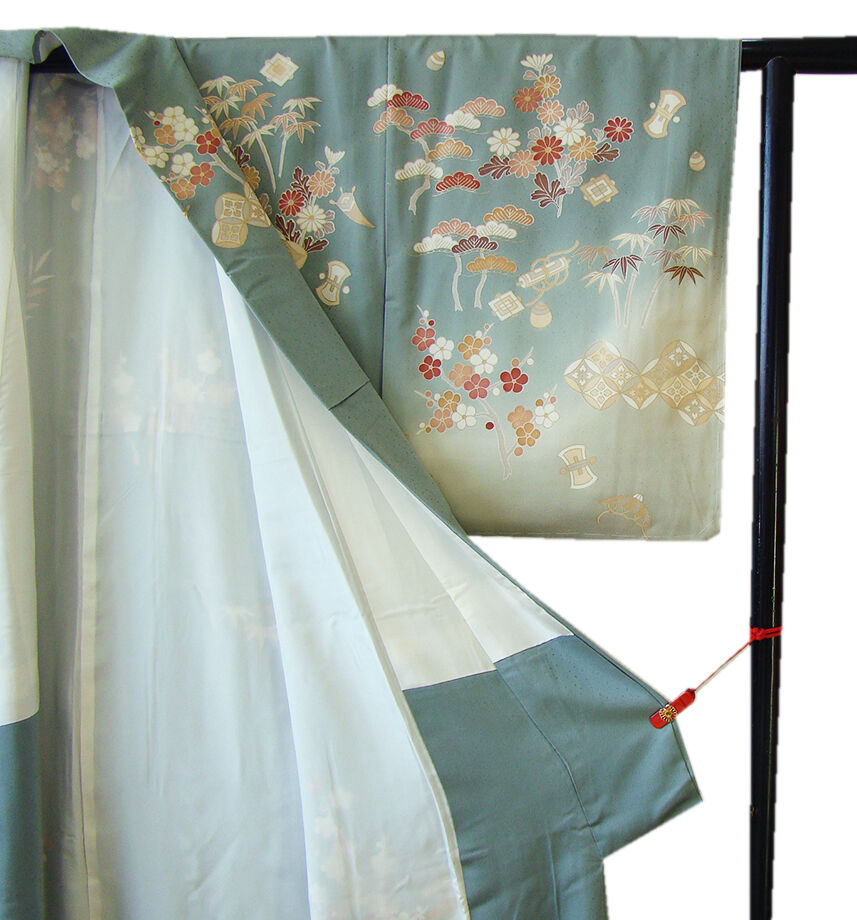 きものしらゆり 身丈163cm 裄65cm 10～5月 丹後ちりめん地 金彩染 松竹梅 七宝文 宝尽し 訪問着 正絹 身長151cm～158cmの方に最適 I500