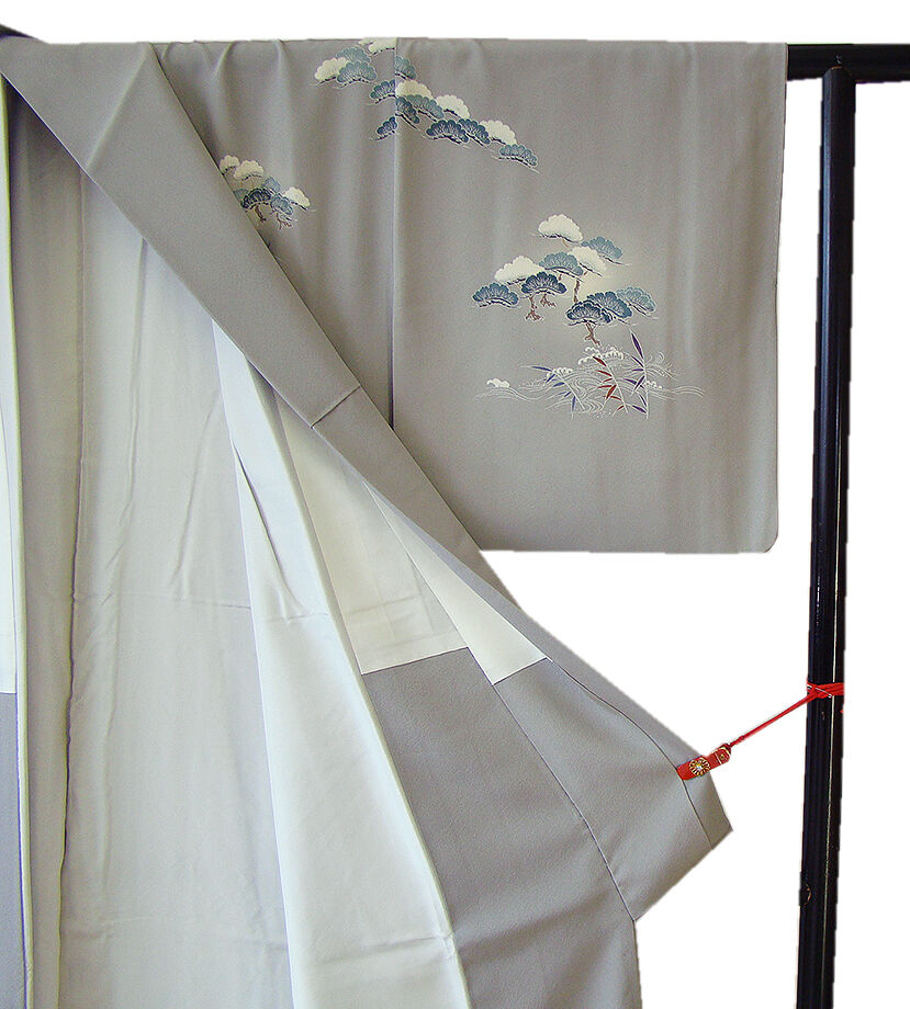 きものしらゆり 身丈159cm 裄65cm 10～5月 フォーマル 極上ちりめん地 松竹梅 鶴 本加工染 訪問着 正絹 身長151cm～158cmの方に最適 I662