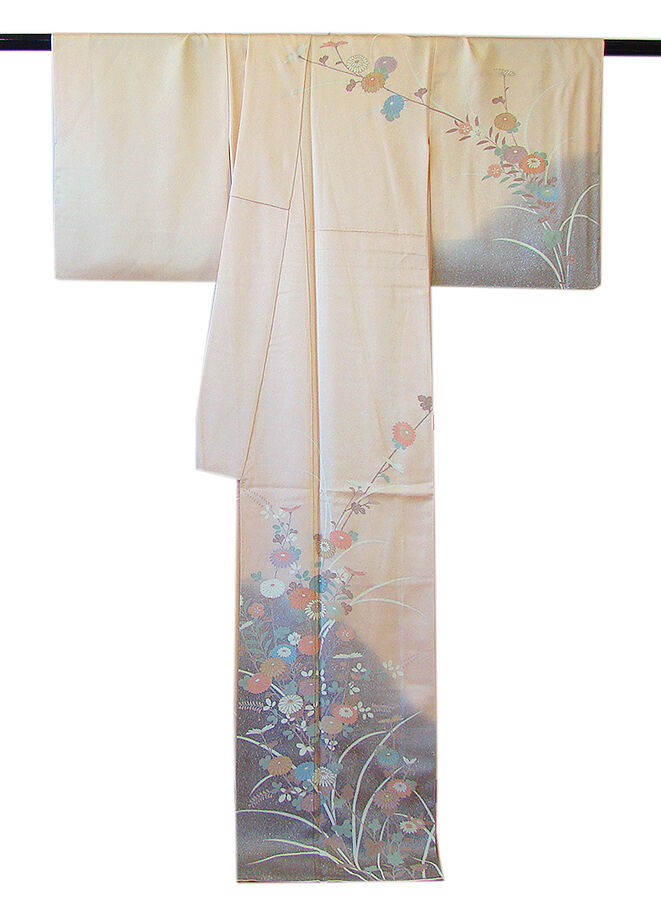 きものしらゆり 身丈163cm 裄66cm 10～5月 フォーマル 極上綸子地 灰桜色 たたき染 訪問着 正絹 身長154cm～160cmの方に最適 I415