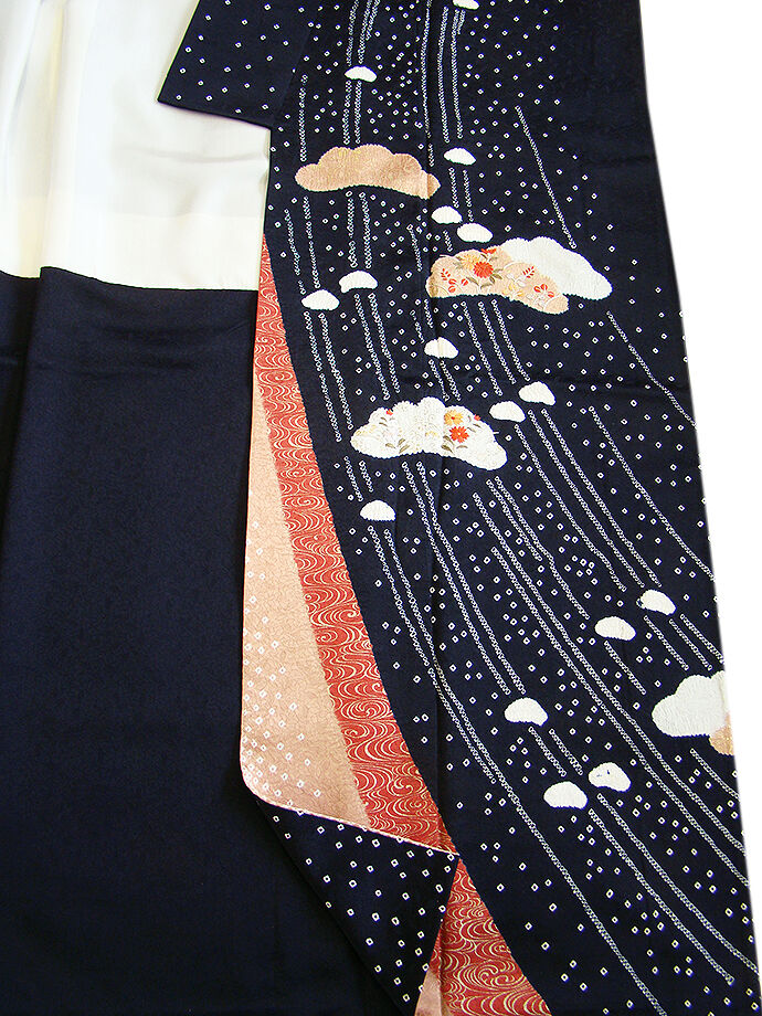 きものしらゆり 身丈157cm 裄65cm 10～5月 フォーマル 黒地 絞り 刺繍 訪問着 正絹 身長151cm～158cmの方に最適 同梱可 I331