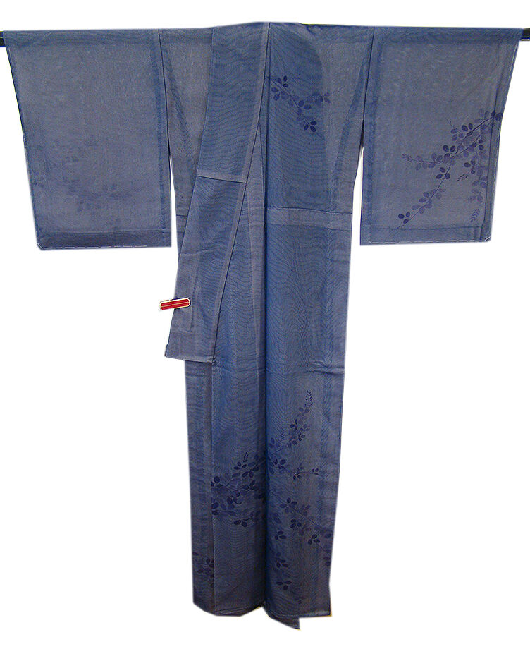 きものしらゆり 身丈155cm 裄64cm 5・6・7月・9月 夏物 二重紗 群青色 豆花柄 高級 訪問着 正絹 身長150cm～156cmの方に最適 同梱可 I891