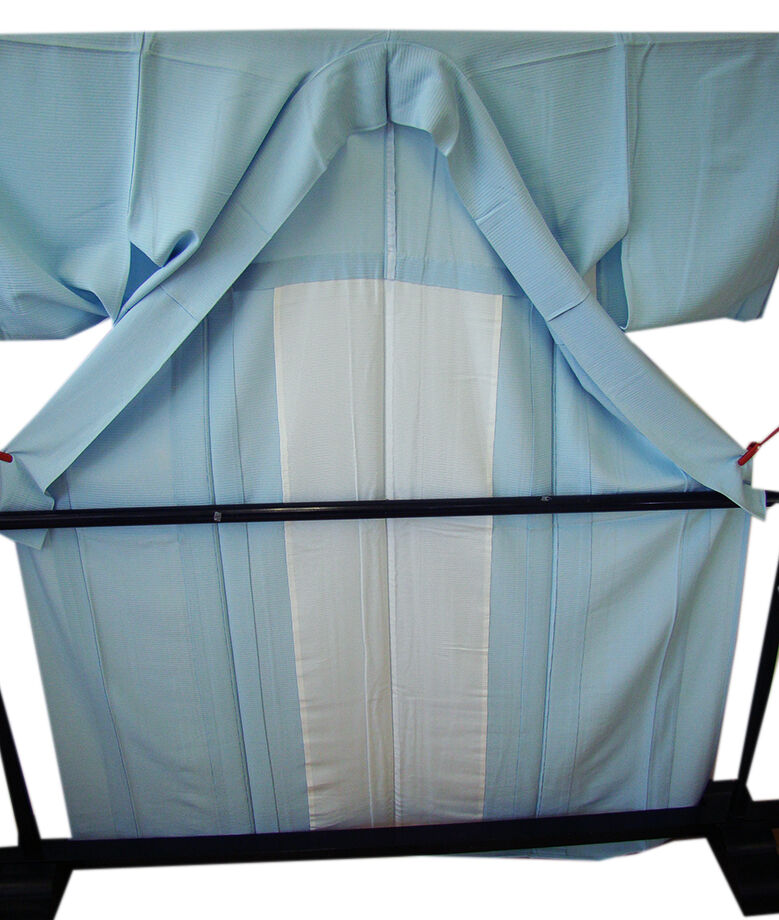 きものしらゆり 身丈165cm 裄68cm 7～8月 ロング寸 夏物 絽ちりめん ベビーブルー色 色無地 正絹 身長157cm～165cmの方に最適 I733