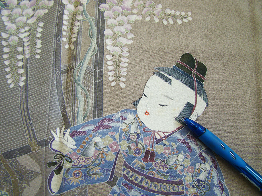 きものしらゆり 身丈157cm 裄66cm 10～5月 作家物 フォーマル 極上ちりめん地 唐子 本加工染 訪問着 正絹 身長153cm～159cmの方に最適 I608