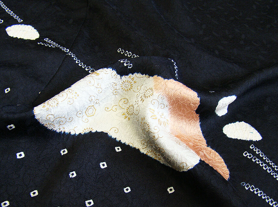 きものしらゆり 身丈157cm 裄65cm 10～5月 フォーマル 黒地 絞り 刺繍 訪問着 正絹 身長151cm～158cmの方に最適 同梱可 I331