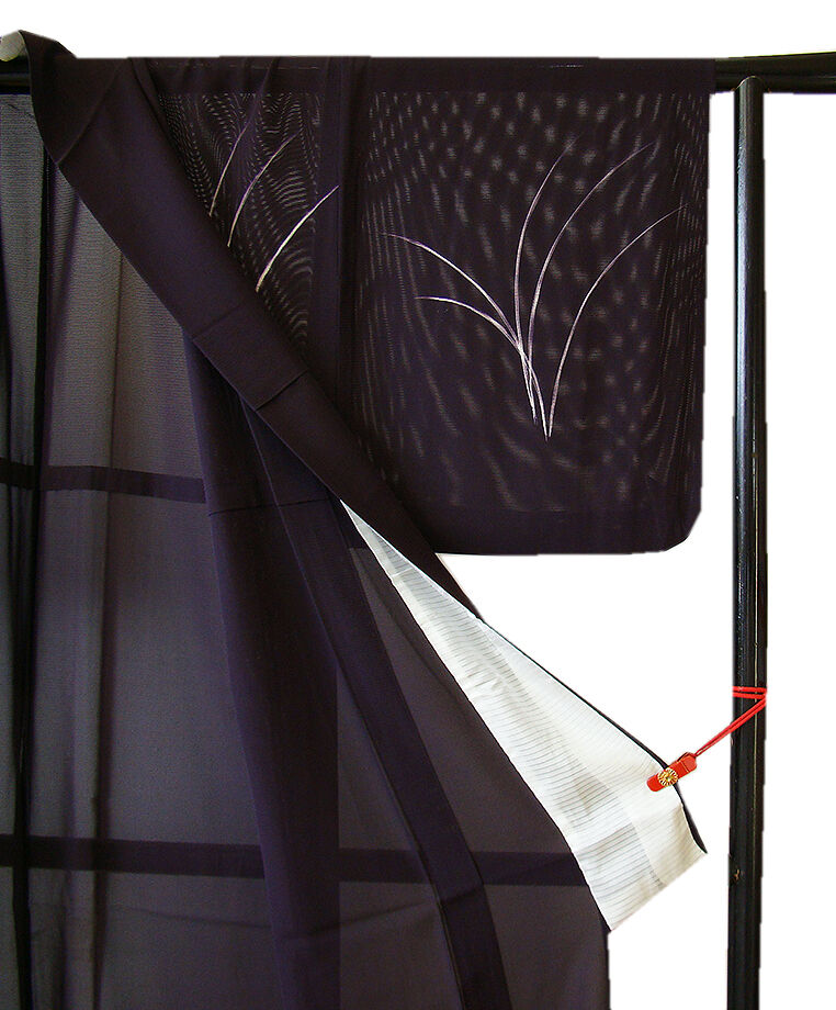 きものしらゆり 身丈161cm 裄66cm 7月・8月 夏物 フォーマル 駒絽 黒紅色 訪問着 正絹 身長154cm～160cmの方に最適 U885