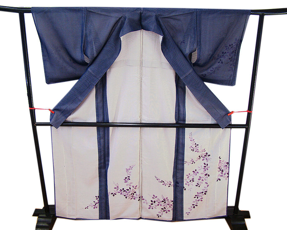 きものしらゆり 身丈155cm 裄64cm 5・6・7月・9月 夏物 二重紗 群青色 豆花柄 高級 訪問着 正絹 身長150cm～156cmの方に最適 同梱可 I891