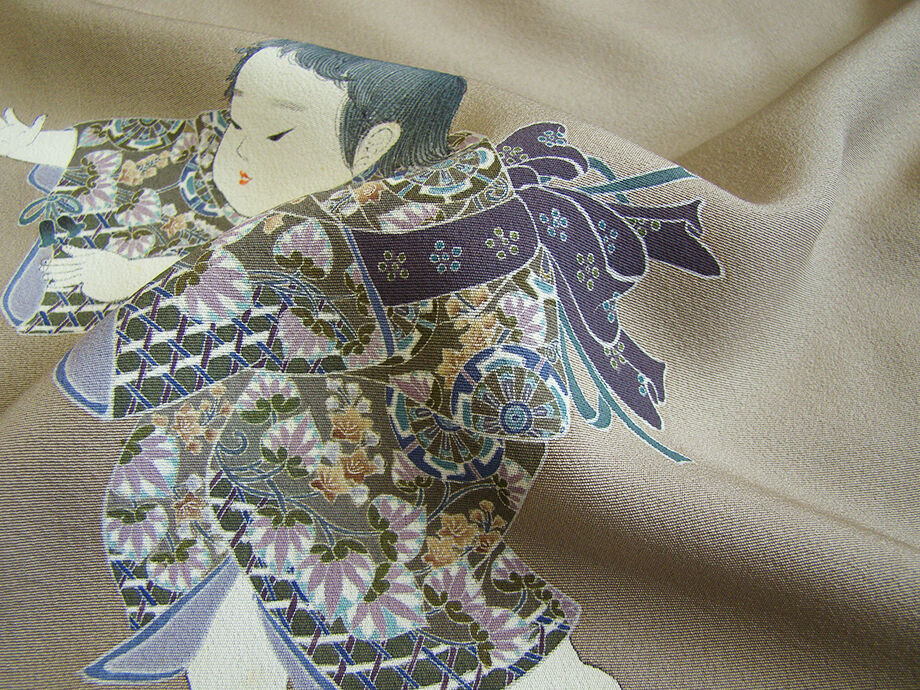 きものしらゆり 身丈157cm 裄66cm 10～5月 作家物 フォーマル 極上ちりめん地 唐子 本加工染 訪問着 正絹 身長153cm～159cmの方に最適 I608