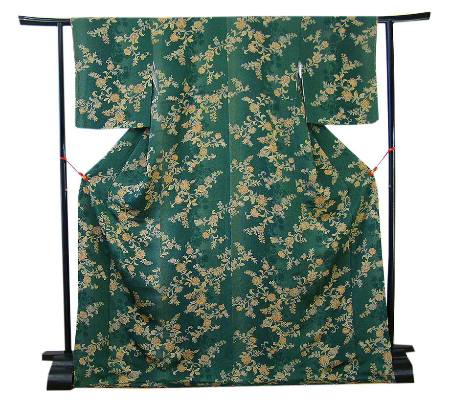 きものしらゆり 身丈166cm 裄68cm 10～5月 ロング寸 ちりめん地 小紋 帯 帯揚げ 帯〆 正絹 セット 身長157cm～165cmの方に最適 I375