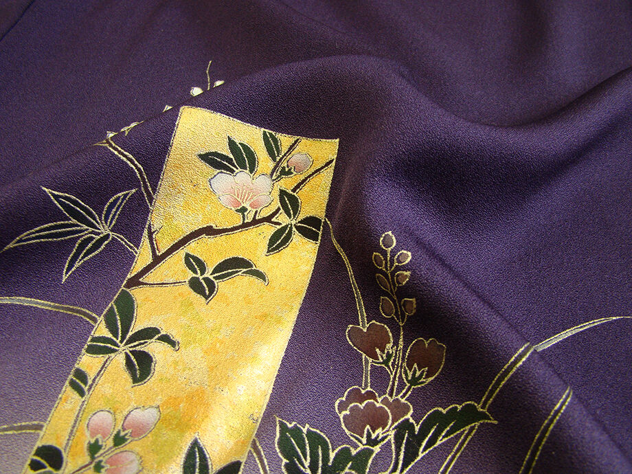 きものしらゆり 身丈159cm 裄68cm 10～5月 フォーマル 極上一越地 葡萄色 金銀彩染 訪問着 正絹 身長155cm～160cmの方に最適 I617