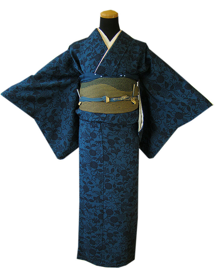 きものしらゆり 身丈165cm 裄64cm 5・6・9月 単衣 紬着尺 正絹 仕立て上り 身長150cm〜156cmの方に最適 同梱可 U974