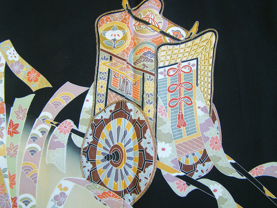 きものしらゆり 身丈157cm 裄64cm 束ね熨斗 御所車 宝尽し 金彩染 黒留袖 剣三つ星 正絹 身長150cm～156cmの方に最適 I470