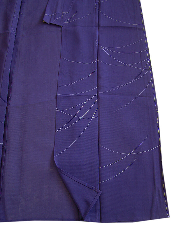 正絹　紋紗　立涌紋　いしき宛　身丈156.5㎝　ふくよかサイズ　涼しげブラック きものしらゆり 身丈157cm 裄65cm 7月・8月 夏物 駒絽 深紫色 線書き柄