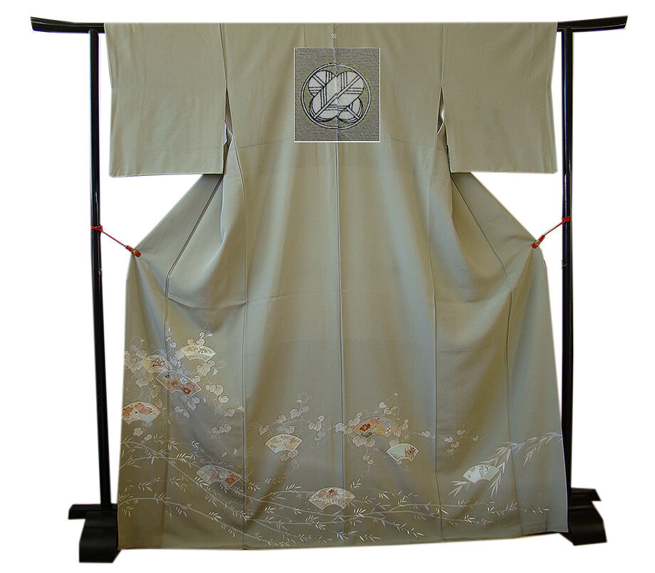 きものしらゆり 身丈165cm 裄68cm 10～5月 Ｌ寸 極上ちりめん 地紙文 色留袖 訪問着 鷹羽違い 正絹 身長157cm～165cmの方に最適 I289