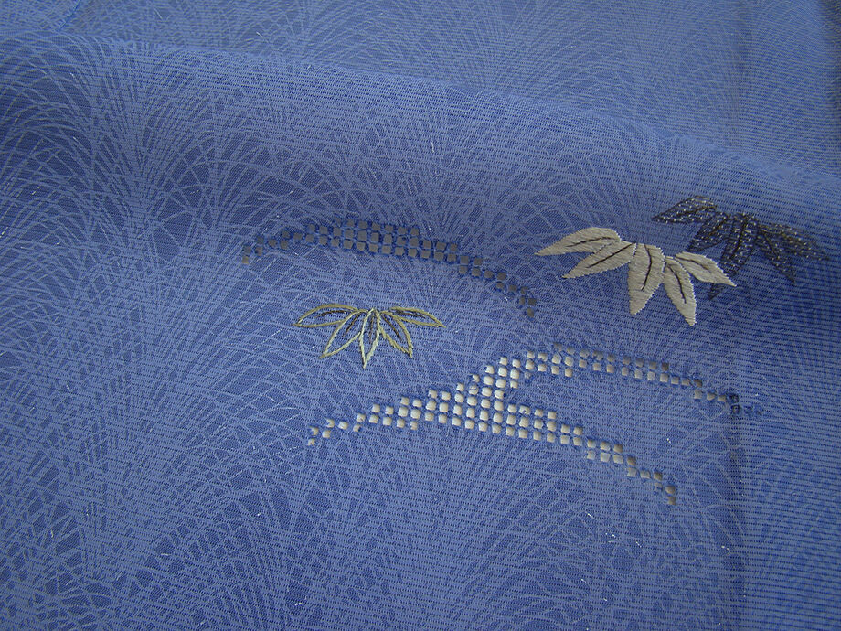 きものしらゆり 身丈157cm 裄64cm 7月・8月 夏物 フォーマル 駒絽 青藍色 透かし 刺繍 訪問着 正絹 身長150cm～156cmの方に最適 U930