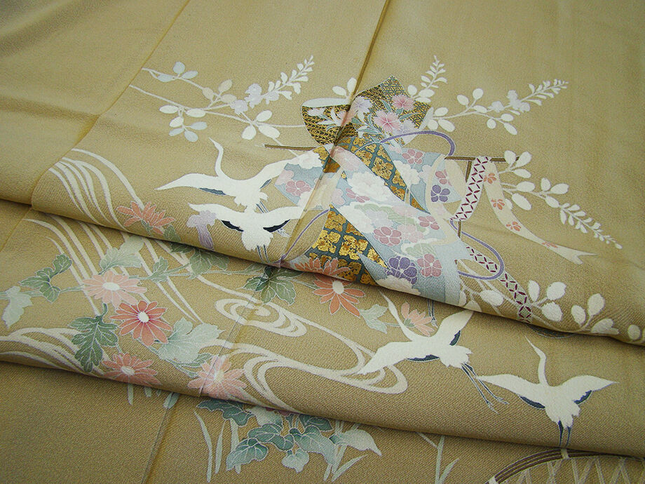 きものしらゆり 身丈159cm 裄66cm 5・6・9月 単衣 フォーマル 極上ちりめん地 金彩染 訪問着 正絹 身長154cm～160cmの方に最適 I904