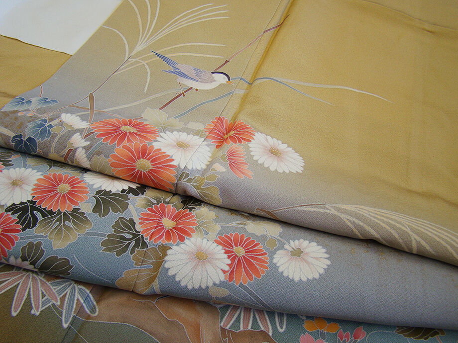 きものしらゆり 身丈166cm 裄68cm 10～5月 フォーマル ちりめん地 飴色 金彩染 訪問着 正絹 身長151cm～158cmの方に最適 I320